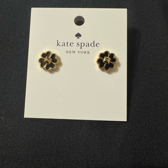 Kate Spade Gold and Black Floral Earrings - Picture 1 of 3